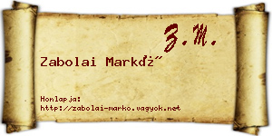 Zabolai Markó névjegykártya